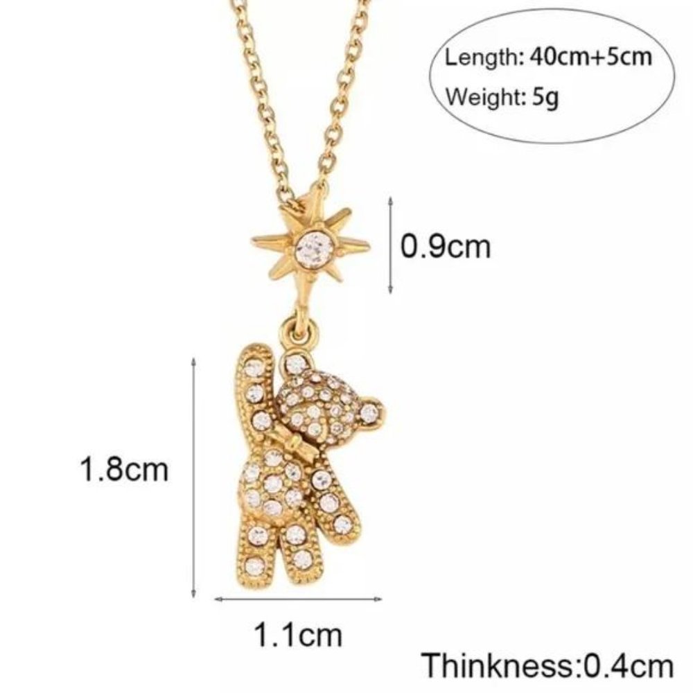 NEW TEDDY BEAR 18K GOLD DIAMOND PENDANT NECKLACE, NICE NECKLACE, CUTE NECKLACE - Picture 5 of 6